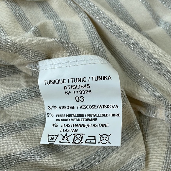 Jacqueline Riu Cream and Silver Striped Tunic - Picture 5 of 8